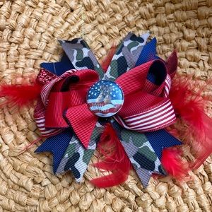 Boutique combat boots Daddy is my hero hair bow USA army navy, marine, Air Force